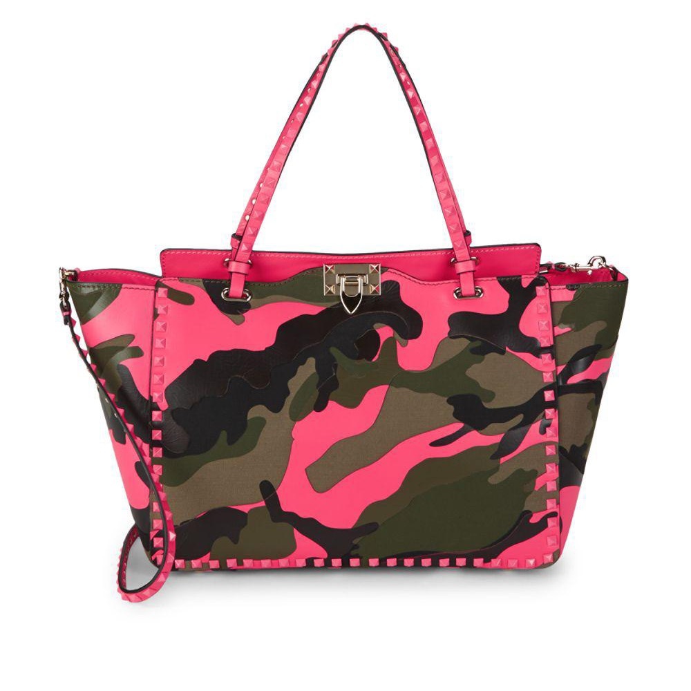 Valentino Rockstud Camo Leather Tote